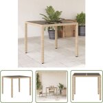 Table de jardin dessus en verre beige 90x90x75cm r�sine tress�e - table de jardin - table ext�rieure ...