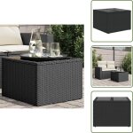 Table de jardin dessus en verre noir 55x55x37 cm r�sine tress�e - table de jardin - table ext�rieure ...