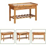 Table de jardin avec dessus en zinc bois solide d'acacia - banc de rempotage - table de plantation - ...