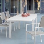 Table de jardin extensible 160 / 240 cm en aluminium blanc - louna
