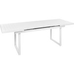 Table de jardin extensible pour 8 en aluminium plateau � lattes pieds cadre blanc valcanetto