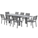 Table de jardin extensible rectangulaire - structure aluminium - plateau verre tremp� fix� par ventouses ...