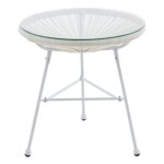 Vente - unique - table de jardin en fils de résine tressés - blanc - alios iii de mylia Vente - unique - table de jardin en fils de résine tressés - blanc - alios iii de mylia