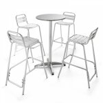 Table de jardin haute en aluminium et 4 chaises hautes Table de jardin haute en aluminium et 4 chaises hautes