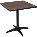 Hhg - table de jardin 861, table de balcon table de bistrot, aluminium aspect bois, noir, marron - fonc� ...
