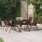 Table de jardin marron et noir 140x70x70 cm acier et verre Table de jardin marron et noir 140x70x70 cm acier et verre