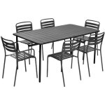 Table de jardin m�tal + 2 fauteuils et 4 chaises. anthracite. acier traitement anti rouille