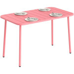 Table de jardin - outsunny - rectangulaire 4 personnes - plateau � lattes - acier - 120x70cm - rouge
