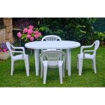 Table de jardin ovale blanche - 130x90 cm