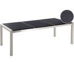 Beliani - table de jardin  plateau triple en granit 200 x 100 cm noir et argent grosseto