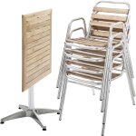 Table de jardin pliante et 4 chaises en aluminium et bois