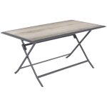 Hesperide - table de jardin pliante rectangulaire azua gris smoke 6 places en aluminium trait poxy ...