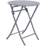 Hesperide - table de jardin pliante ronde greensboro gris quartz 2 places en acier trait poxy - hespride ...