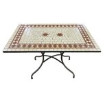 Table de jardin rectangulaire 120x80 cm avec plateau en mosa�que imitation pierre ? jazz ? gdlc