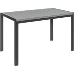 Table de jardin rectangulaire 4 personnes métal plateau résine tressée gris Table de jardin rectangulaire 4 personnes métal plateau résine tressée gris