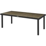 Table de jardin rectangulaire pour 8 personnes en aluminium plateau pe � lattes aspect bois dim. 190l ...