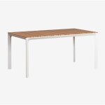 Sklum - table de jardin rectangulaire 160x90 cm en aluminium et bois de teck katiana blanc Sklum - table de jardin rectangulaire 160x90 cm en aluminium et bois de teck katiana blanc