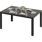 Table de jardin r�sistante aux intemp�ries, aluminium 140x90x75 cm, avec plateau en wpc, rectangulaire, ...