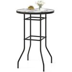 Goplus - table jardin ronde Ø68x97cmcharge 50 kg - table d'appoint haute en métal et verre trempée pour ... Goplus - table jardin ronde Ø68x97cmcharge 50 kg - table d'appoint haute en métal et verre trempée pour ...