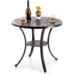 Table de jardin ronde 79 cm en fonte d'aluminium, table d'appoint d'extérieur avec trou pour parasol ... Table de jardin ronde 79 cm en fonte d'aluminium, table d'appoint d'extérieur avec trou pour parasol ...
