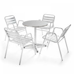 Table de jardin ronde en aluminium et 4 fauteuils