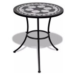 Table de jardin ronde c�ramique et m�tal noir keani