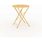 Table de jardin ronde et pliante en m�tal jaune beurre 2 personnes - kayla