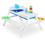 Table de jeu d'extrieur enfants, table pique - nique bois, bacs plastique, rangement, hlp: 50x89x85 ...
