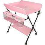 Yongqing - table à langer pliante avec panier de rangement pour nouveaux - nés chambre bébé - rose Yongqing - table à langer pliante avec panier de rangement pour nouveaux - nés chambre bébé - rose