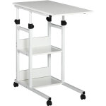 Homcom - table de lit / fauteuil - table roulante - hauteur rglable - 2 tagres intgres - panneaux ...