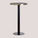 Table mange - debout ronde en gr�s (�60 cm) amaretto sklum noir
