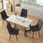 Table à manger rectangulaire, table de cuisine avec tableau en grain de bois, pieds en métal, pour salle ... Table à manger rectangulaire, table de cuisine avec tableau en grain de bois, pieds en métal, pour salle ...