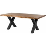 Table � manger 180x90 en bois d'acacia brun pieds en x anthracite mat freeform 5
