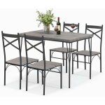 Relax4life - table � manger avec 4 chaises, table et chaises salle manger moderne 5 pcs, cadre en m�tal ...
