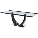 Table  manger 8 personnes en verre tremp, mdf et acier inoxydable - noir - mezzo ii