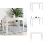 Table � manger blanc brillant 120x60x76 cm bois d'ing�nierie - table � manger - table blanche - table ...