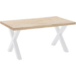 Pegane - table � manger en bois coloris ch�ne nordique / pieds blanc - longueur 160 x profondeur 90 x ...