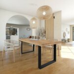 Le quai des affaires - table � manger 200x100x75 cm en ch�ne massif et pieds en m�tal