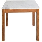 Made in meubles - table  manger carre en bois d'acacia et marbre arthuro