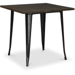 Table � manger carr�e - design industriel - bois et m�tal - stylix noir
