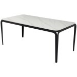 Table � manger c�ramique effet marbre blanc bexter, c�ramique, m�tal, rectangulaire, style art d�co, ...