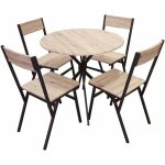 Urban living - ensemble table ronde et 4 chaises dock - noir mat et chêne - bois et métal - table d 80 ... Urban living - ensemble table ronde et 4 chaises dock - noir mat et chêne - bois et métal - table d 80 ...