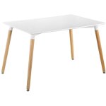 Pegane - table � manger coloris laqu� blanc, pieds en bois d'h�tre - longueur 120 x profondeur 80 cm