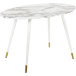 Table à manger effet marbre et blanc en mdf et métal 120 x 70 cm glamour gutiere Table à manger effet marbre et blanc en mdf et métal 120 x 70 cm glamour gutiere