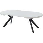 Vente - unique - table à manger extensible 4 à 8 personnes en mdf et acier - blanc laqué et noir - komoni ... Vente - unique - table à manger extensible 4 à 8 personnes en mdf et acier - blanc laqué et noir - komoni ...
