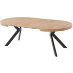 Vente - unique - table � manger extensible 4 � 8 personnes en mdf et acier - naturel clair et noir - ...