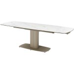 Pascal morabito - table  manger extensible 6  10 personnes en cramique et mtal - effet marbre blanc ...