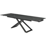 Table à manger extensible 6 à 10 personnes en céramique, verre trempé et métal - effet marbre noir - ... Table à manger extensible 6 à 10 personnes en céramique, verre trempé et métal - effet marbre noir - ...