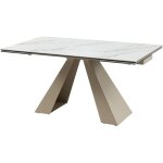 Table � manger extensible 6 � 10 personnes en verre tremp�, c�ramique et m�tal - effet marbre blanc et ...