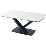 Table � manger extensible 6 � 10 personnes en verre tremp�, c�ramique et m�tal - effet marbre blanc et ...